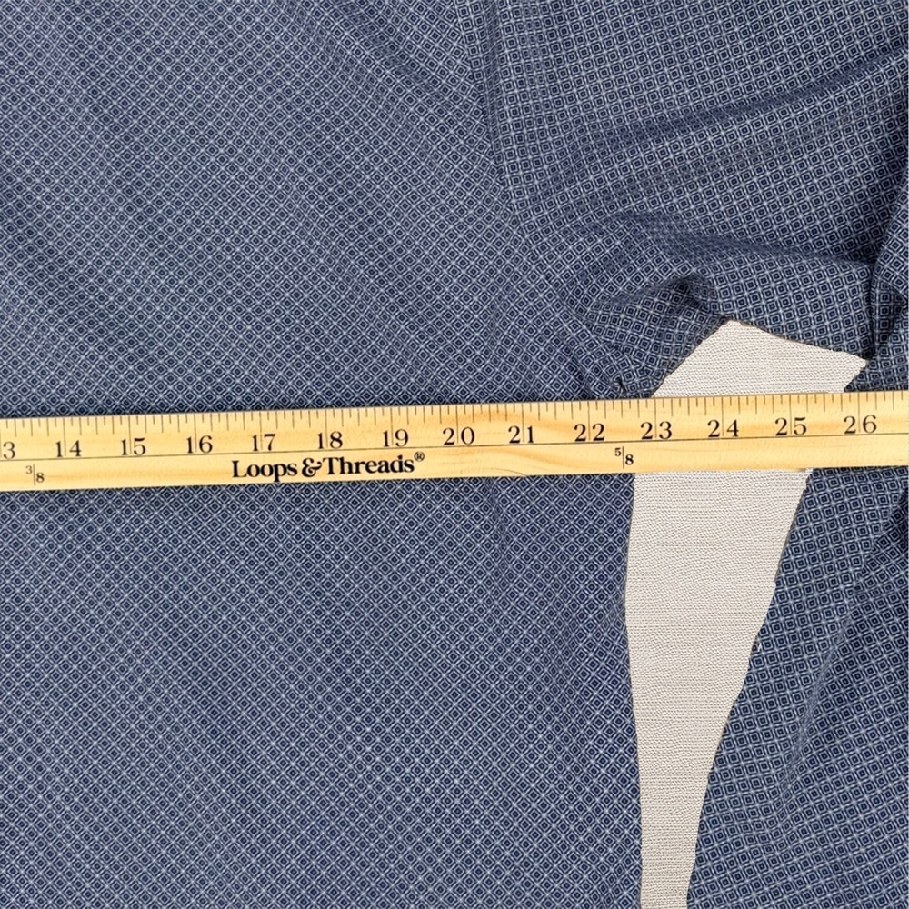 Tom Baine Slim Fit Dress Shirt XL 17-17.5 Blue Geometric Stretch Wrinkle Free - Picture 7 of 9
